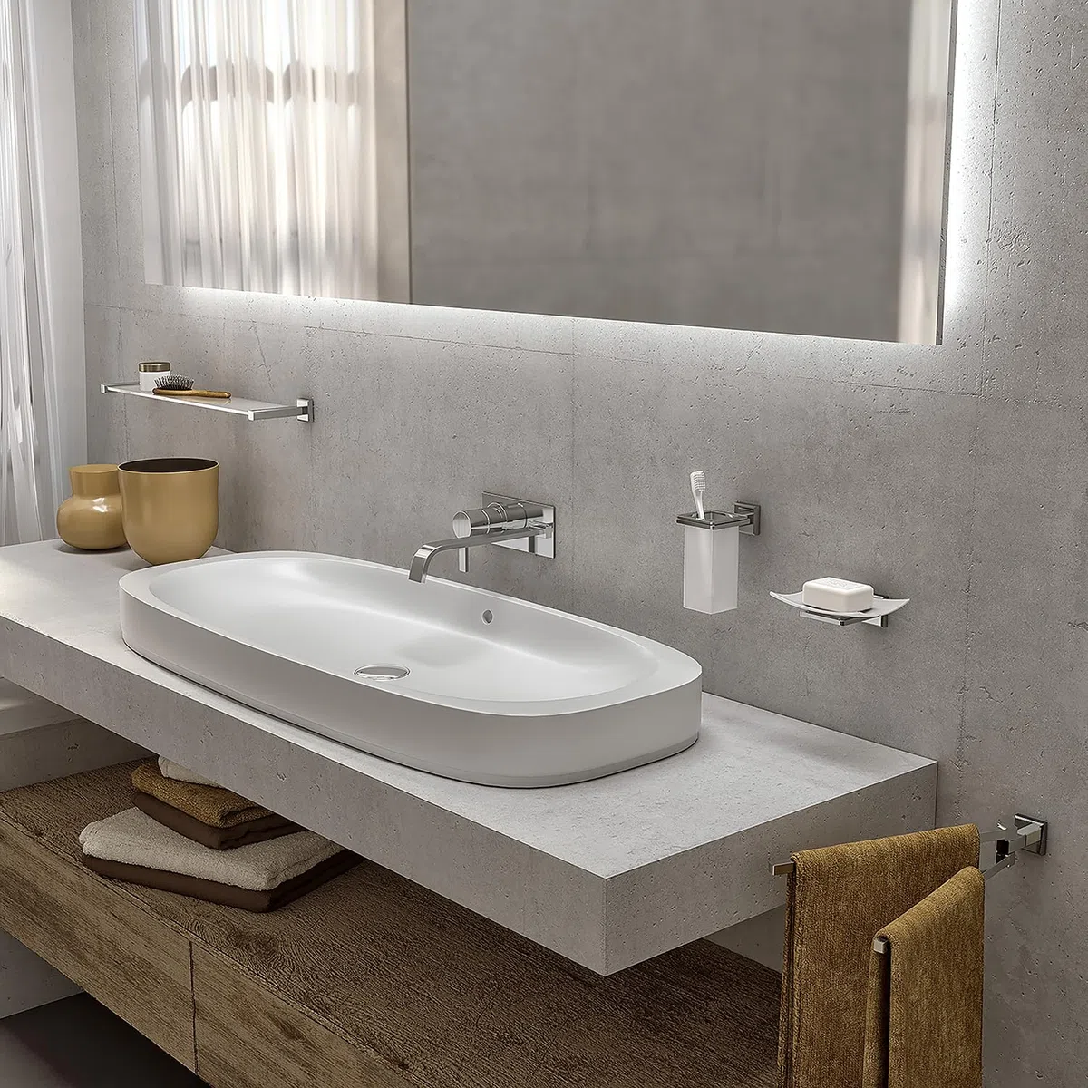GEDY | Porta Asciugamani Bagno Colorado in Acciaio Inox e Cromall, Appendi Asciugamani a Snodo Fissabile con Viti Incluse, Peso Supportato 7 kg, Cromato, 5x4,2x34,9cm