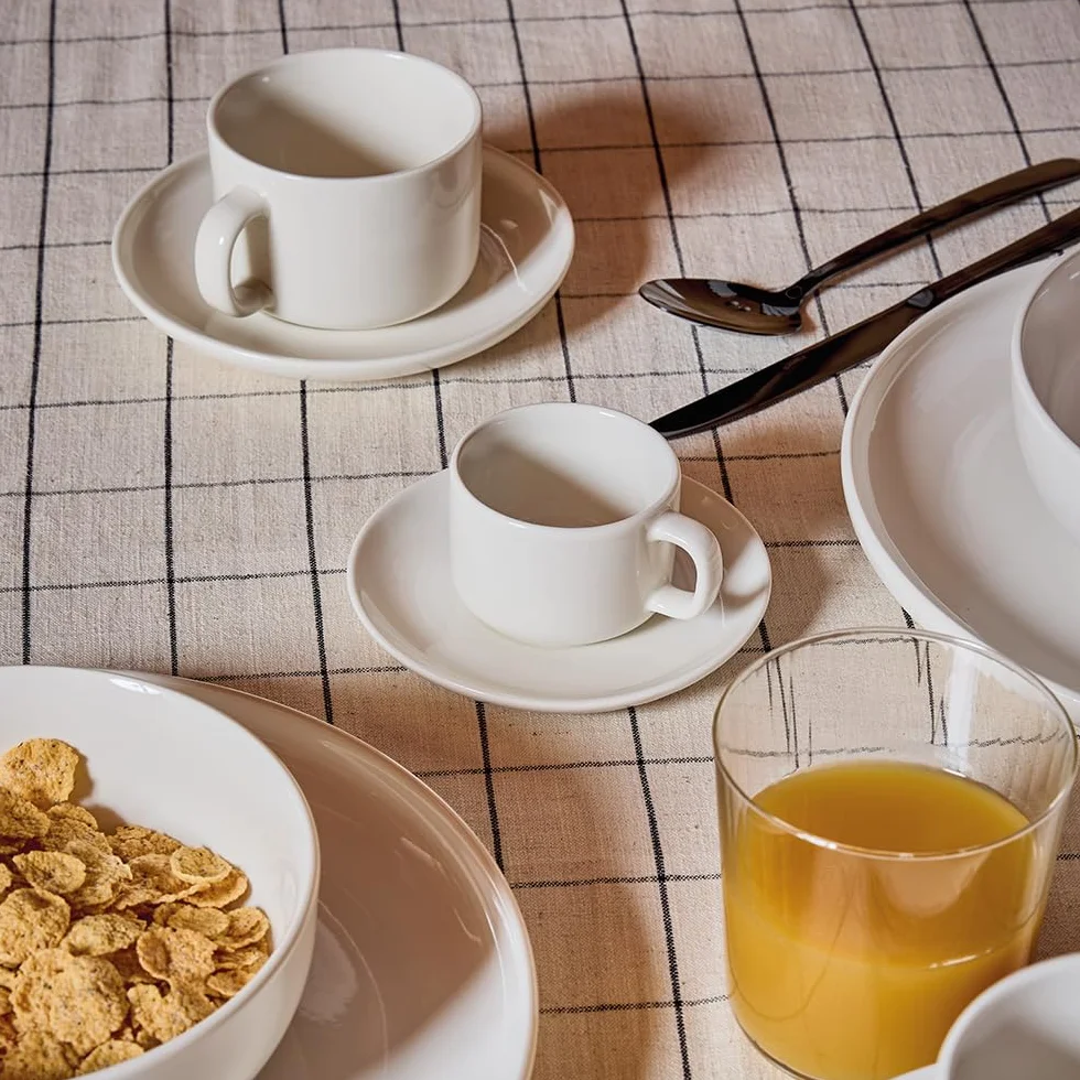Tognana Edge, Confezione 6 Tazze the con piatto 220 cc, New Bone China, Bianco