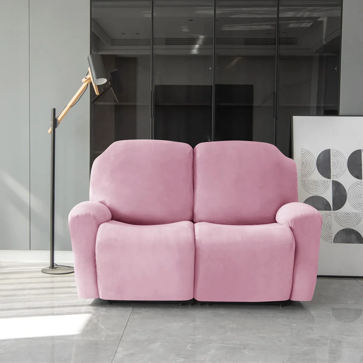 Copripoltrona relax in velluto for 2 posti, copripoltrona elasticizzata reclinabile 6 pezzi, copridivano copridivano proteggi mobili for soggiorno(Rose)
