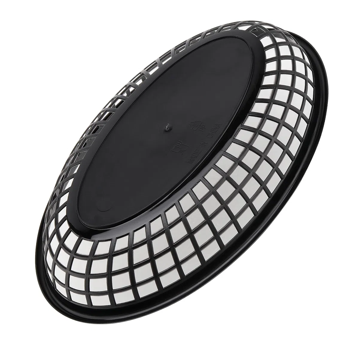 Confezione da 60 cestini ovali per alimenti in plastica, per fast food, colore nero, per patatine, hot dog, hamburger, panini, barbecue, picnic, feste, 23 x 14,5 x 4 cm