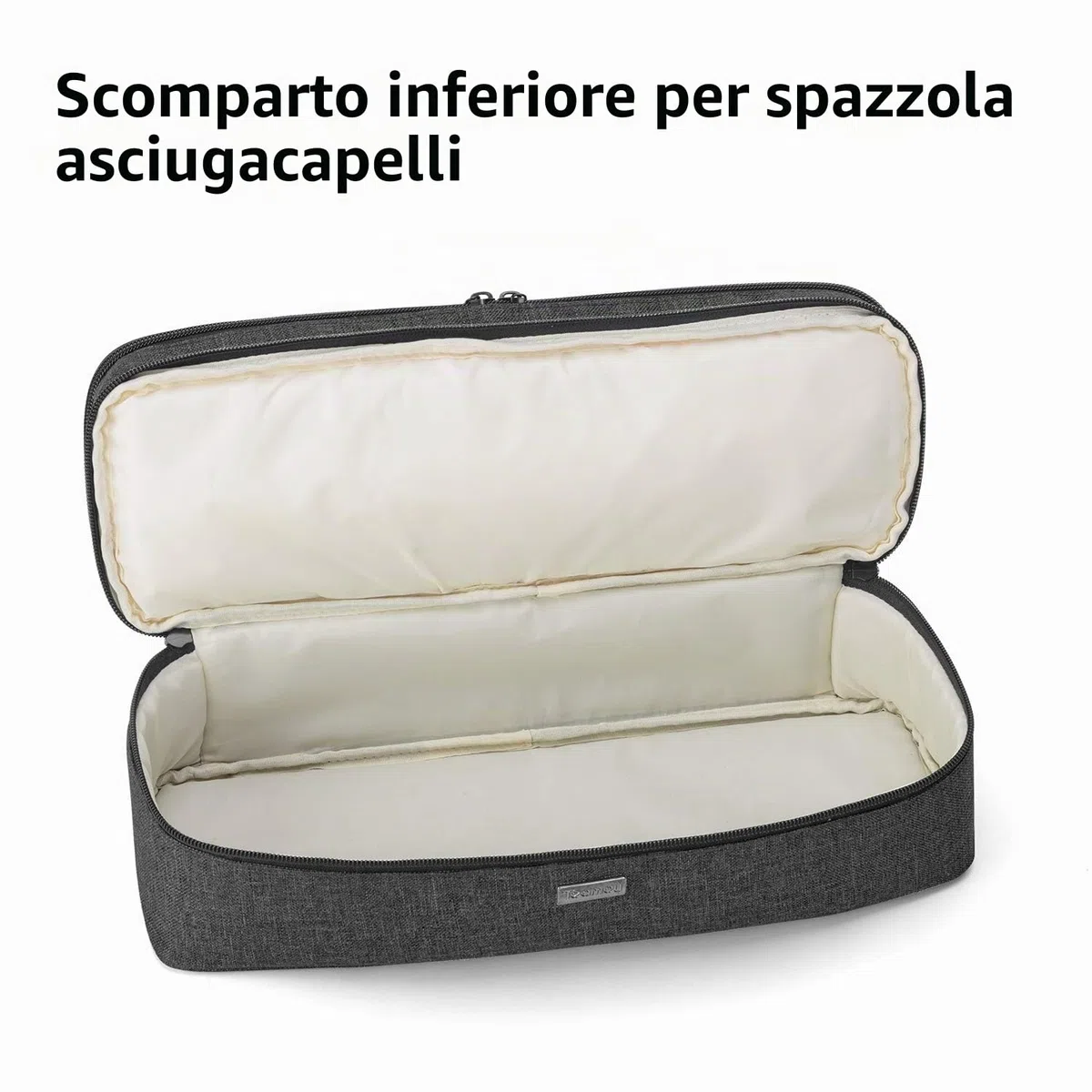 Teamoy Borsa da Viaggio Portatile per Spazzola ad Aria Calda, Doppi Organizzatore di Viaggi Astuccio per Spazzola per Asciugacapelli, Valigetta per Modellatori ad Aria Calda,Doppio Strato (Nero)