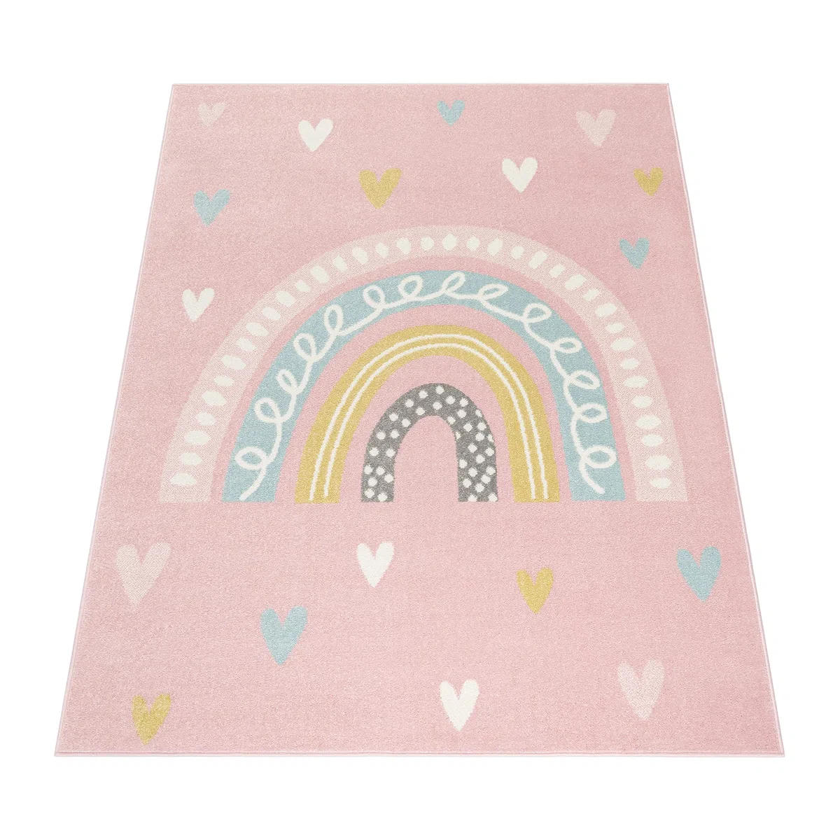 Paco Home Tappeto per bambini cameretta bambine bambini diversi motivi e dimensioni, Dimensione:80x150 cm, Colore:Rosa Bianco