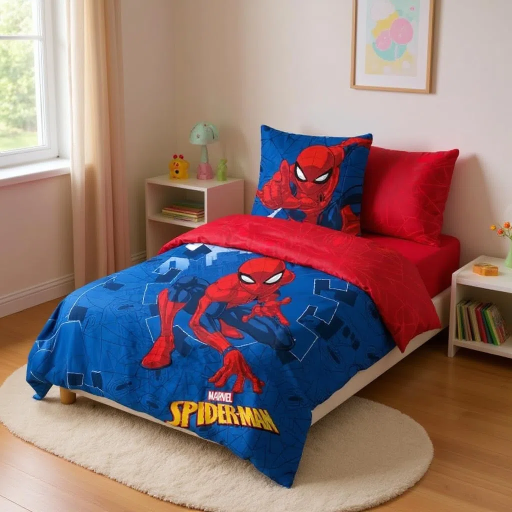 Parure da letto Spiderman 140 x 200 - Copripiumino Spiderman 100% cotone (A)