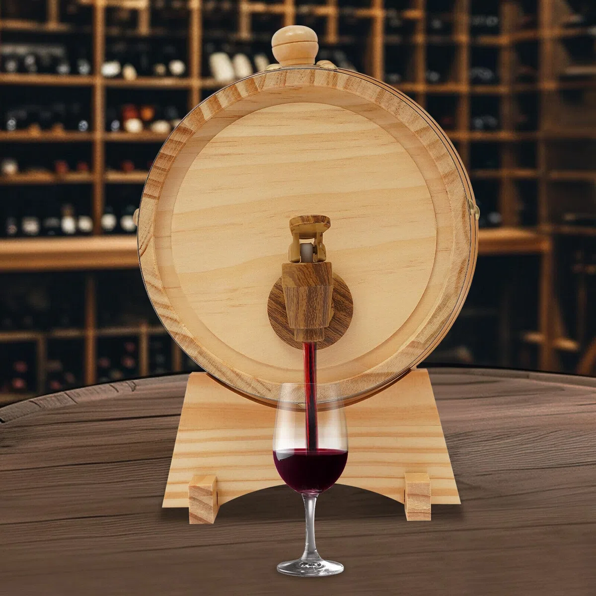 Botte di legno da 3 l, 5 l, per vino, in legno di pino, per la conservazione di whisky, bourbon e rum (extra, litri, 3)