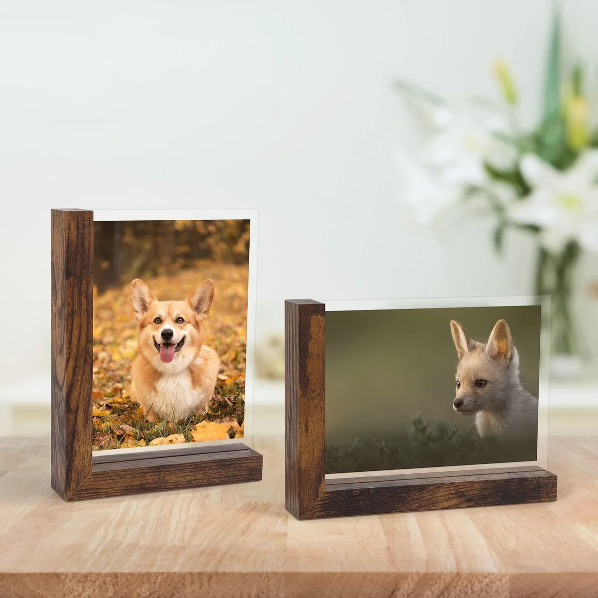 RLAVBL Cornice 13x18 Set 2,Cornice Foto a Doppia Faccia Esposta sul Tavolo