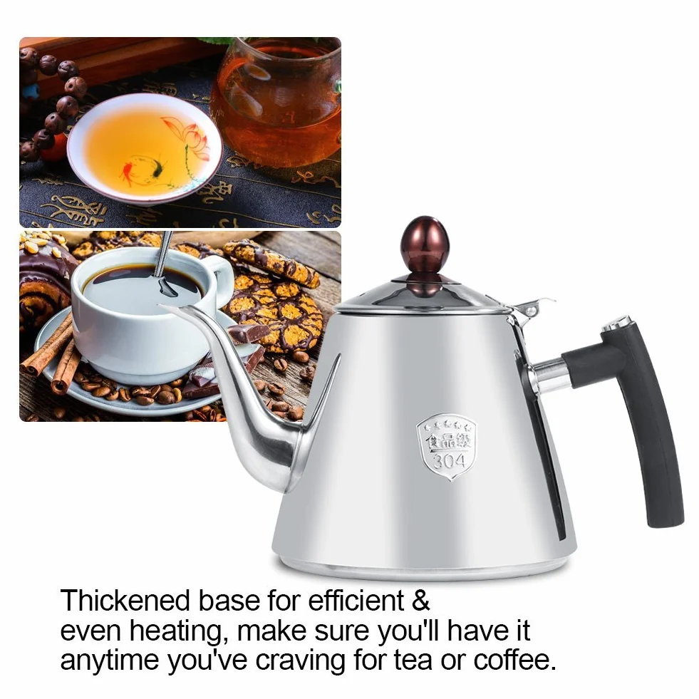 1.2L / 1.5L Caffettiera Induzione in Acciaio Inossidabile per Bollitore da Caffè e Tè Teiera Piano Cottura con Manico Resistente al Calore (1.2L)