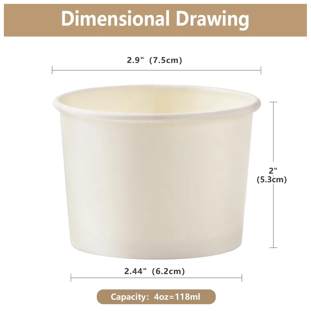 200 bicchieri di carta per gelato, yogurt congelato, dessert, dessert, surgelati, colore bianco