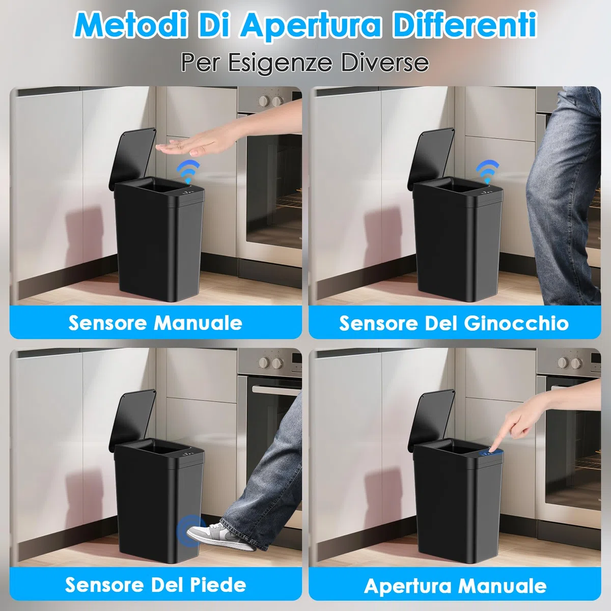 2 Cestino Bagno Pattumiera, Cestino Spazzatura Bagno Piccola da 12 litri, 3 Modalità di Funzionamento, Cestino Intelligente Silenzioso e Impermeabile, per Cucina, Ufficio, Soggiorno