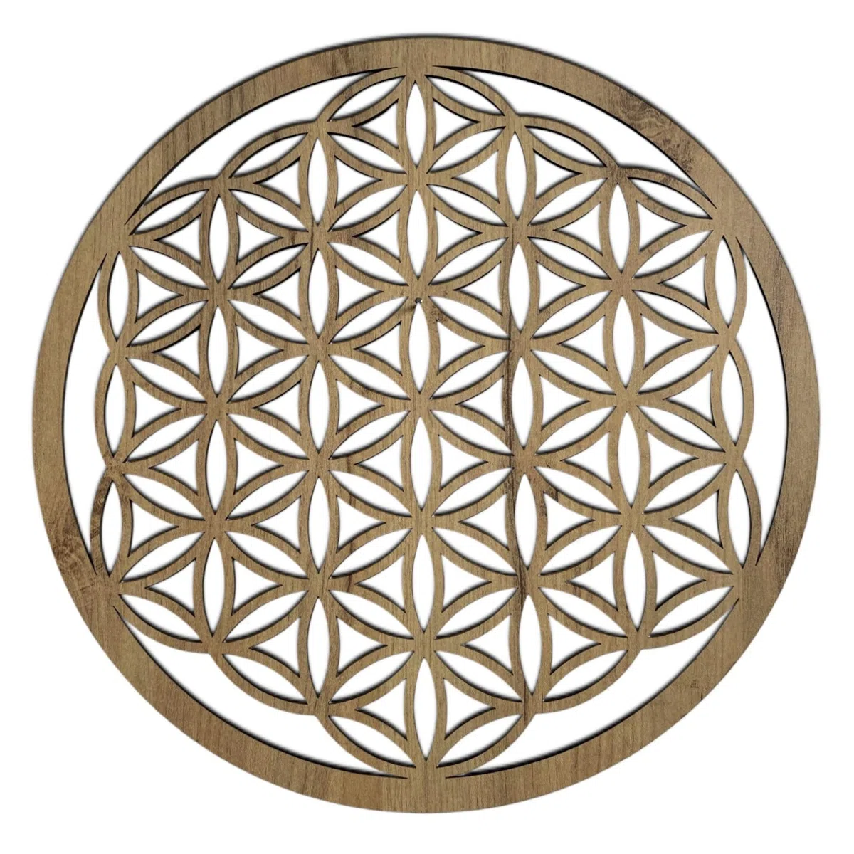 SENTOP HDF0168 Fiore della vita in legno, decorazione da parete con mandala, decorazione in legno (rovere dorato, 40 cm)