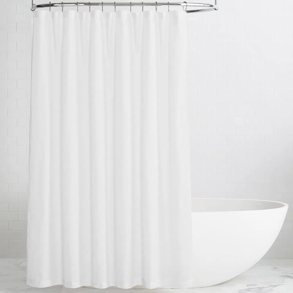 KGORGE - Tenda da doccia in lino bianco, semi trasparente, leggera, con occhielli per bottoni, privacy parziale, ad asciugatura rapida, per decorazione del bagno e della vasca, bianca, 182,9 x 198,1