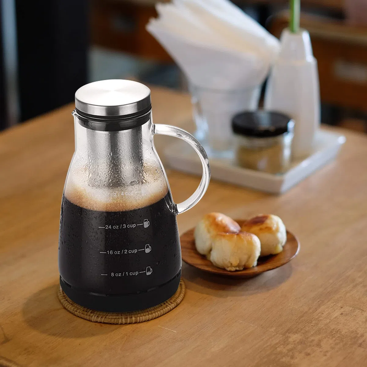 Coffee Maker | Macchina da Caffè, Senza Plastica, Vetro, con Percolatore in Acciaio Inox, 960 ML