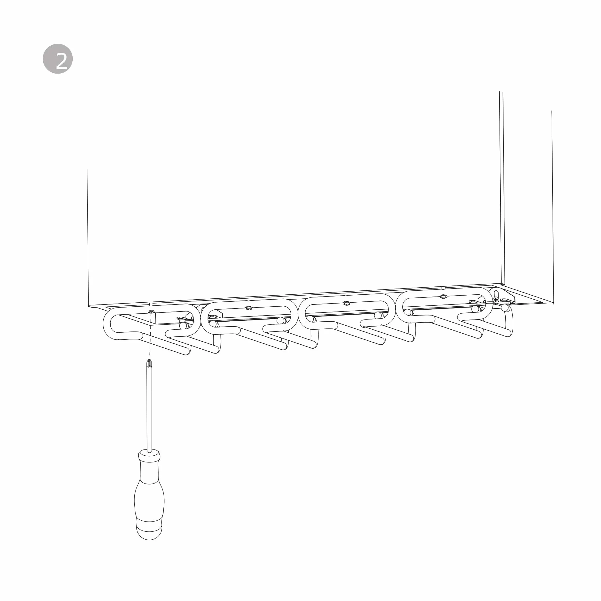 Emuca – Portabicchieri in 4 linee per mobili, Porta bicchieri per mensole o barre, 280 mm, acciaio, finitura cromata