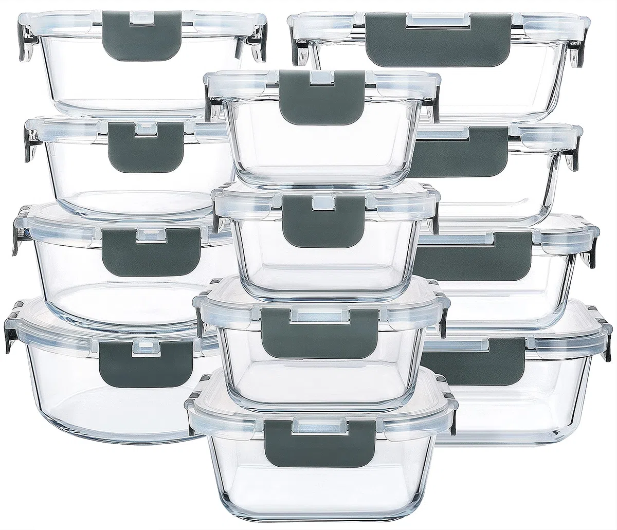 MCIRCO Contenitori in vetro per alimenti 24 pezzi [12 contenitori + 12 coperchi] - Contenitori in vetro - Coperchi trasparenti - per la cucina di casa o il ristorante