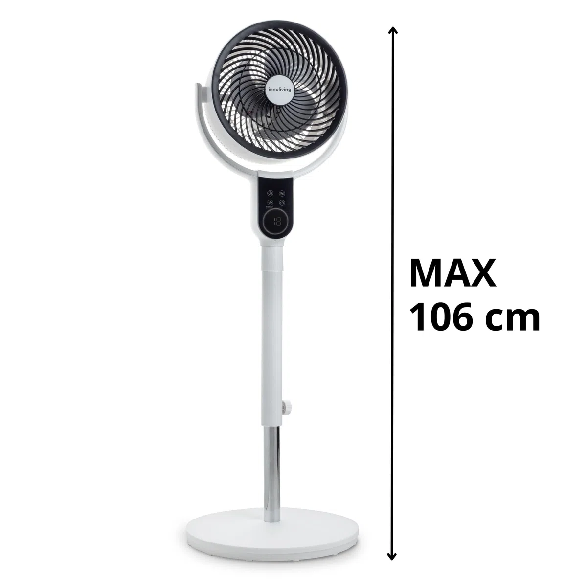 Innoliving Ventilatore a Piantana Digitale High Tech INN-533/INN-534, Slim Design, Display Touch, Telecomando, Oscillazione 3D, Timer 12h, 3-12 Velocità, 50W, Ventilazione Potente fino a 5m (INN-533)