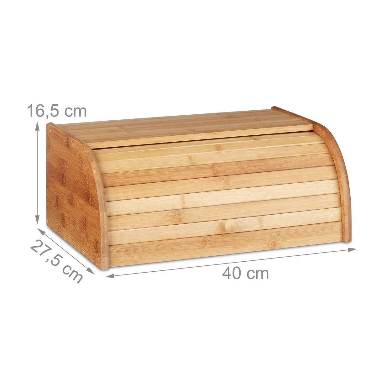 Relaxdays Portapane con Coperchio a Serranda, 16,5 x 40 x 27,5 cm, Cassetta per il Pane Salva Aroma in Legno, Naturale