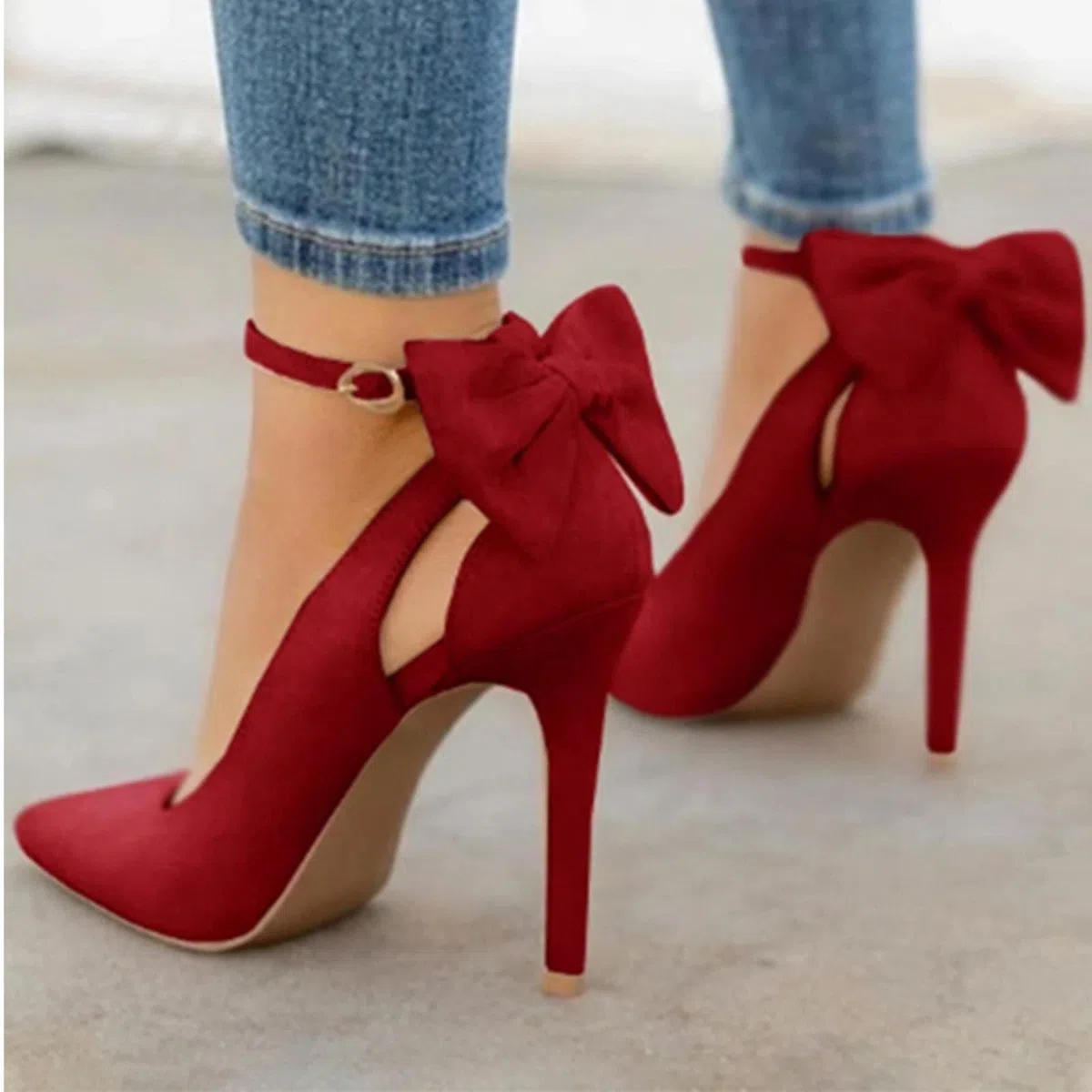 Donne a Punta Punta Tacchi Alti Donna Tacchi Sottili Signore Sexy Pompe da Donna Fibbia Cinturino Femminile Moda Bowknot Scarpe Size 37-40