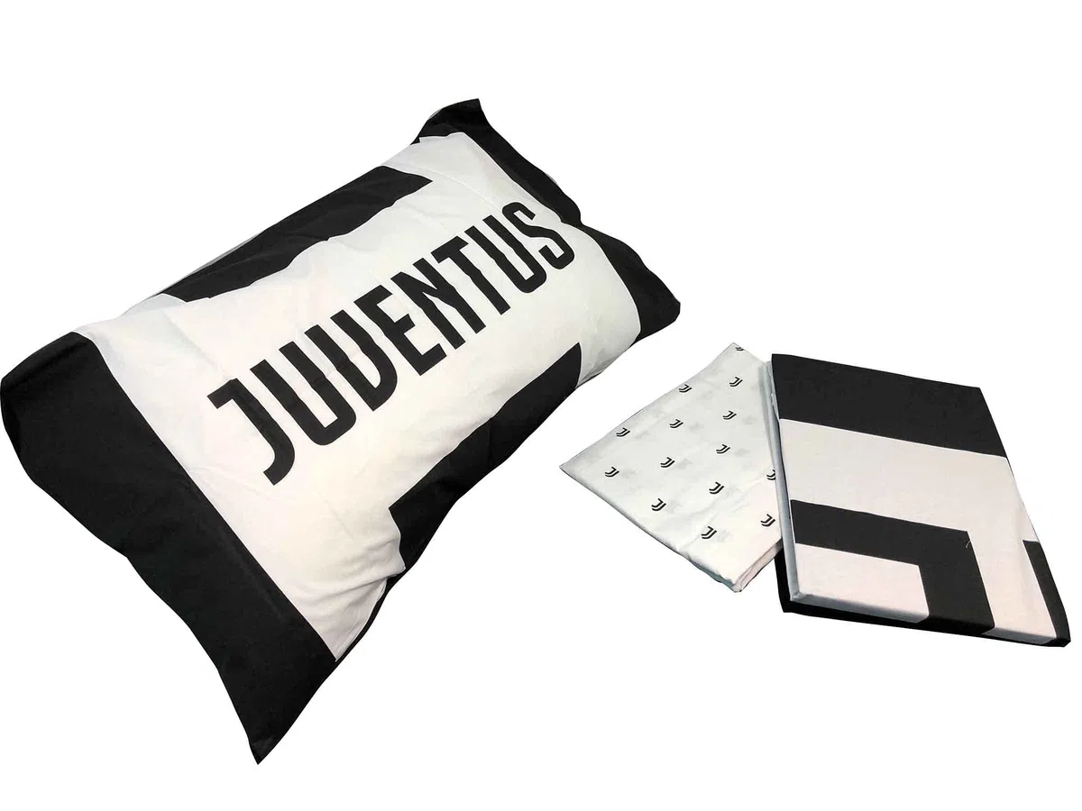 hermet Juventus FC, Lenzuola Letto Singolo, Completo Lenzuolo 1 Piazza, Bianco Nero, Lenzuolo Sopra, Lenzuolo Con Angoli, Federa, 100% Puro Cotone, Prodotto Ufficiale