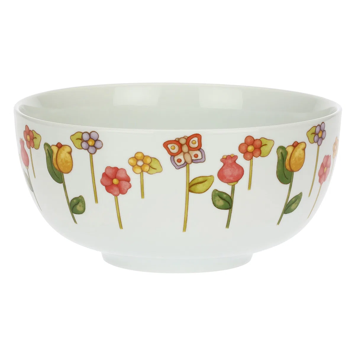 THUN, Ciotola in Porcellana Decorata a Mano con Motivi Floreali, Versione Maxi, Linea Happy Country, 25 cm