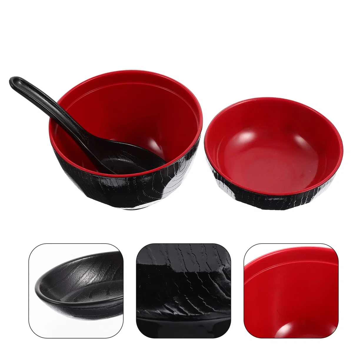 DOITOOL 1 set di ciotole per zuppa di miso giapponese con coperchio e cucchiaio, ciotola da portata di alta qualità per zuppa di miso, riso e antipasti, design facile da usare per cucina e ristorante