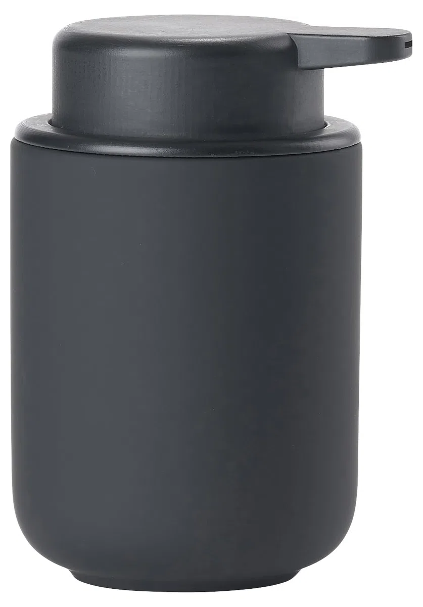 Zone Denmark - Ume, Dispenser per Sapone Liquido, in gres con Rivestimento Soft Touch, Colore Nero