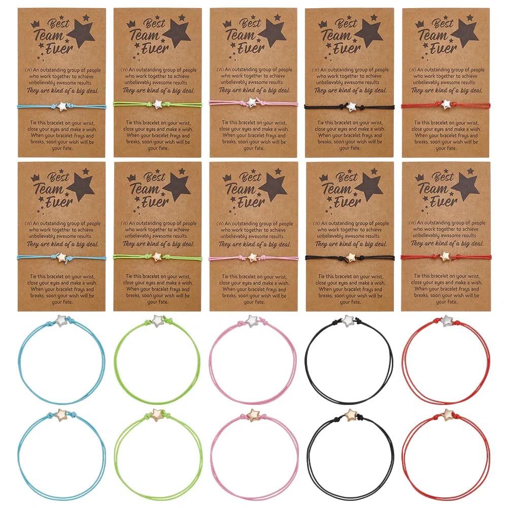 FINGERINSPIRE 20Pz Bracciale dell'Amicizia A Forma di Stella con 20Pz biglietti Esprimi Un Desiderio Braccialetti Dei Desideri Gioielli per Il Ritorno A Scuola Braccialetti per Il Lavoro di Squadra
