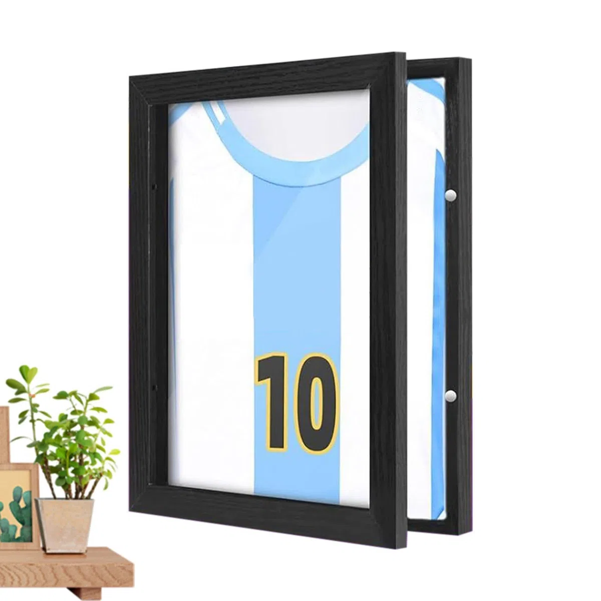 Cornice per Esposizione Maglia da Calcio, Q-uadro Espositore Magliette in Legno, Cornice Porta-Maglie per Calcio Basket Baseball, Decorazione per la Casa Ufficio Camera da L-etto, Regalo per Uomo