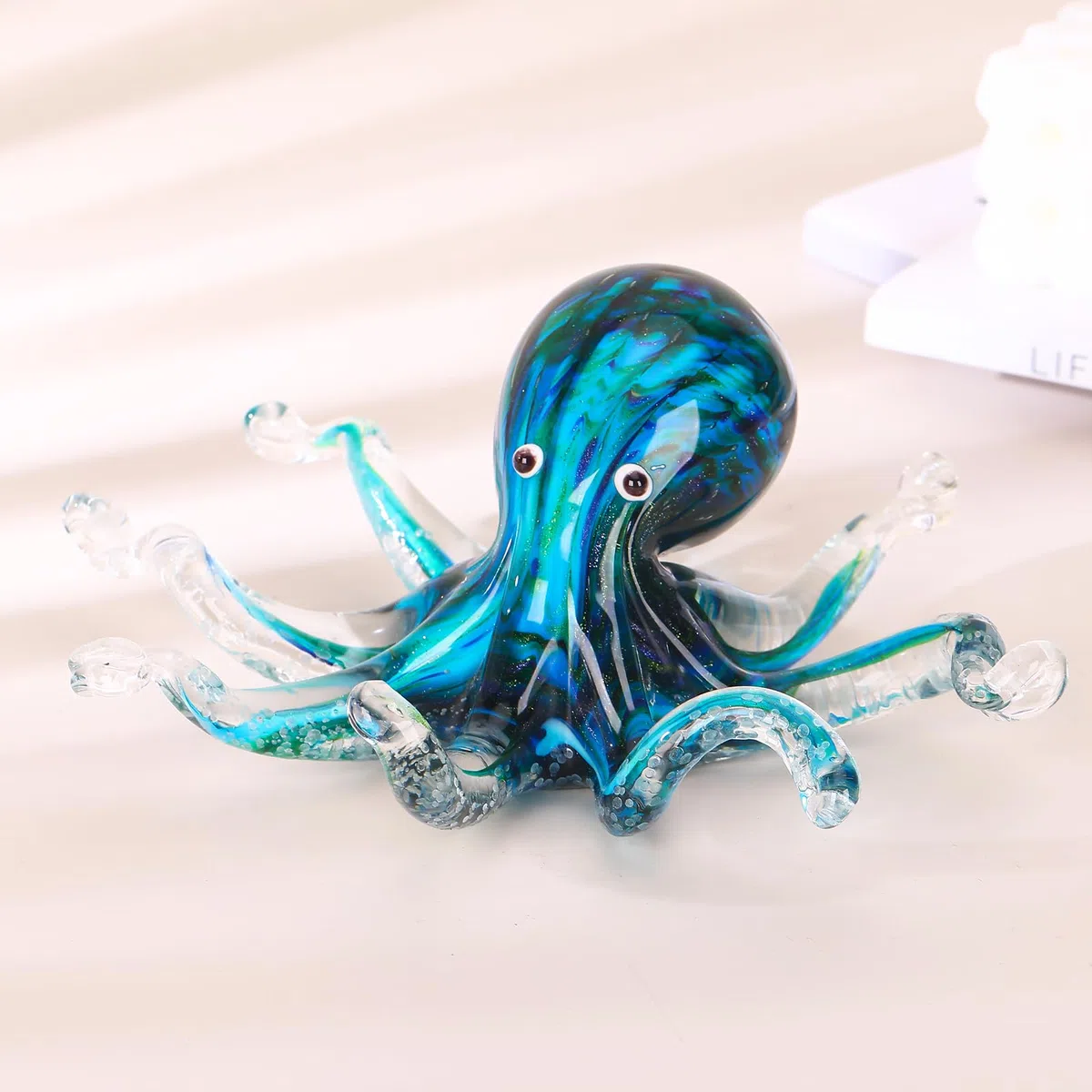 LCCCK Statua in Vetro di Polpo Soffiato a Mano, Decorazione per la Casa, Figurine Oceaniche in Vetro Soffiato, Scultura di Polpo, Arte di Murano per Scrivania Ufficio, Piombi da Carta, Acquario