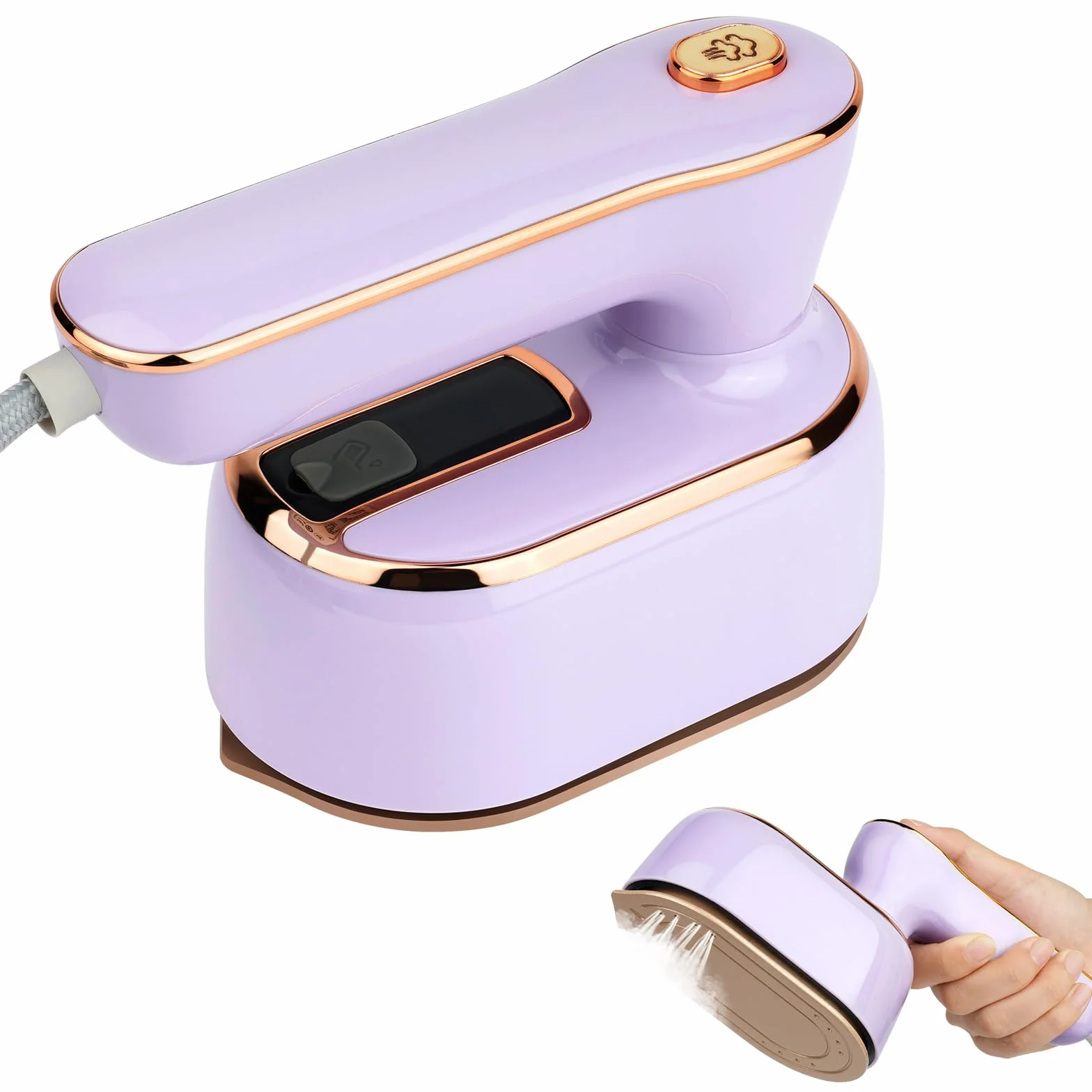 AUAUY Ferro da stiro a vapore Mini, 1000 W, pieghevole, portatile, con serbatoio dell'acqua da 100 ml, ferro da stiro a secco e a umido, piccolo ferro da stiro a vapore per casa e in viaggio (viola)