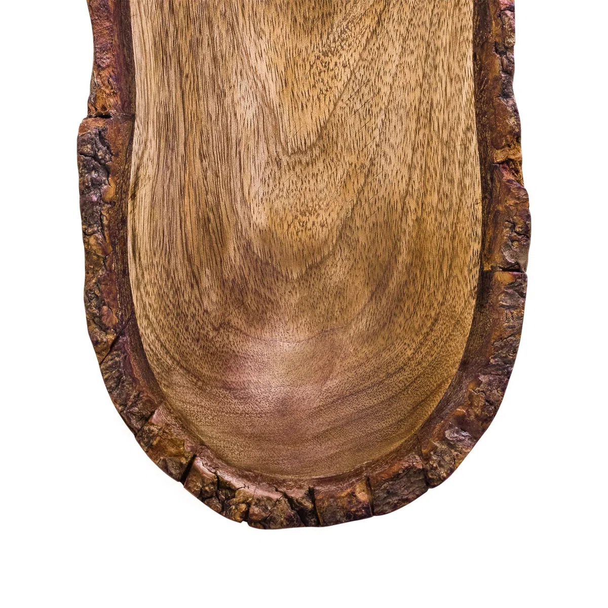 Vassoio in Legno Naturale, Ciotola per Insalata, Verdure e Frutta, Vassoio Grande e Profondo per la Famiglia, le Feste. (Bark Edge Tray (New))