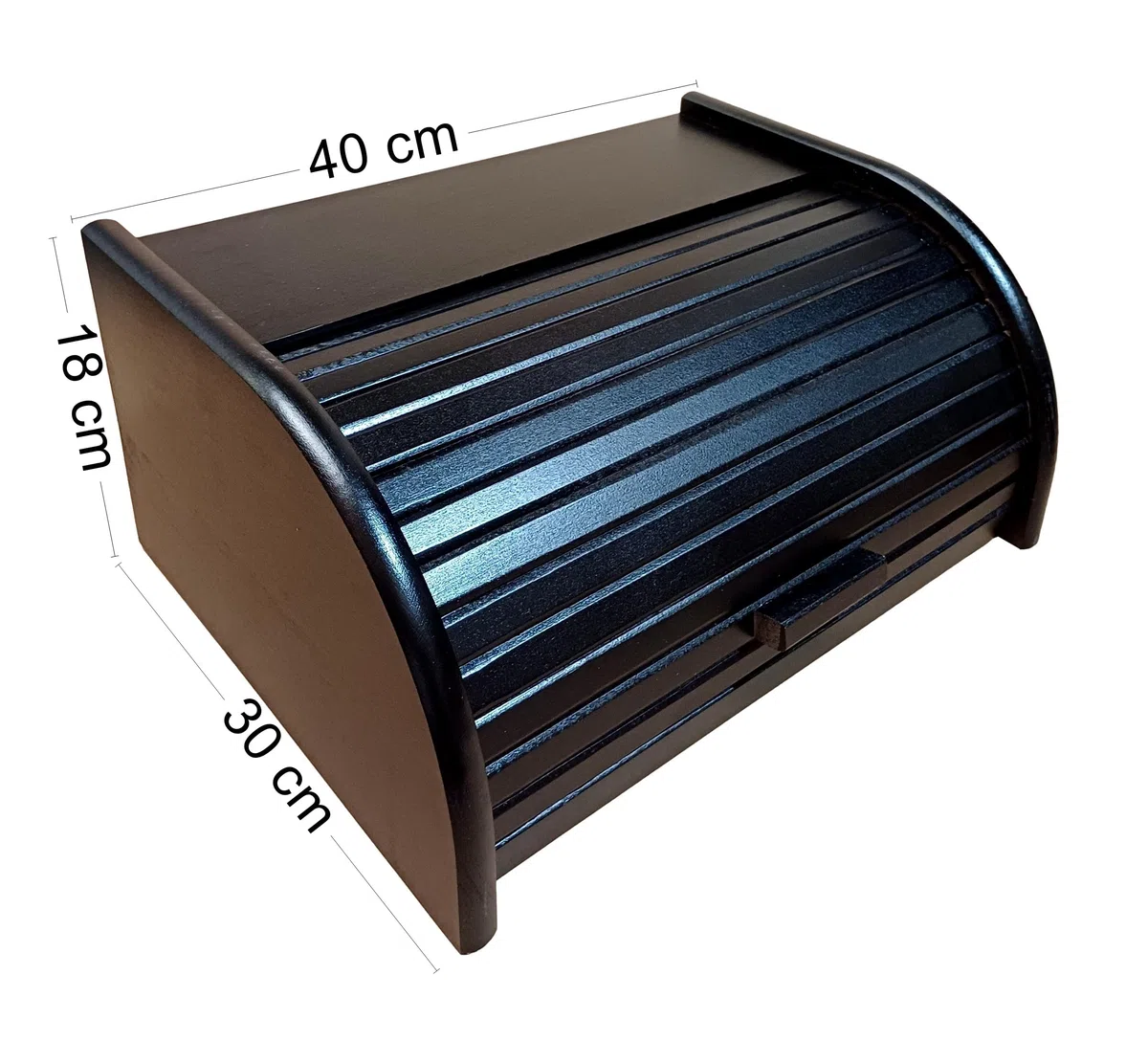 Contenitore per il pane in legno con chiusura a serranda per conservare il pane in cucina, Legno, Black, large