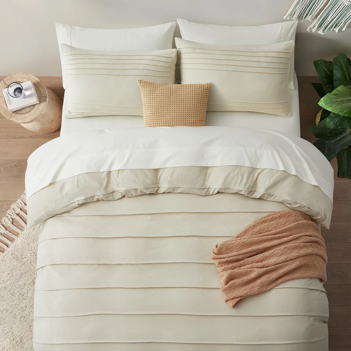 Oli Anderson Copripiumino plissettato (beige, matrimoniale/queen size (228 x 228 cm)