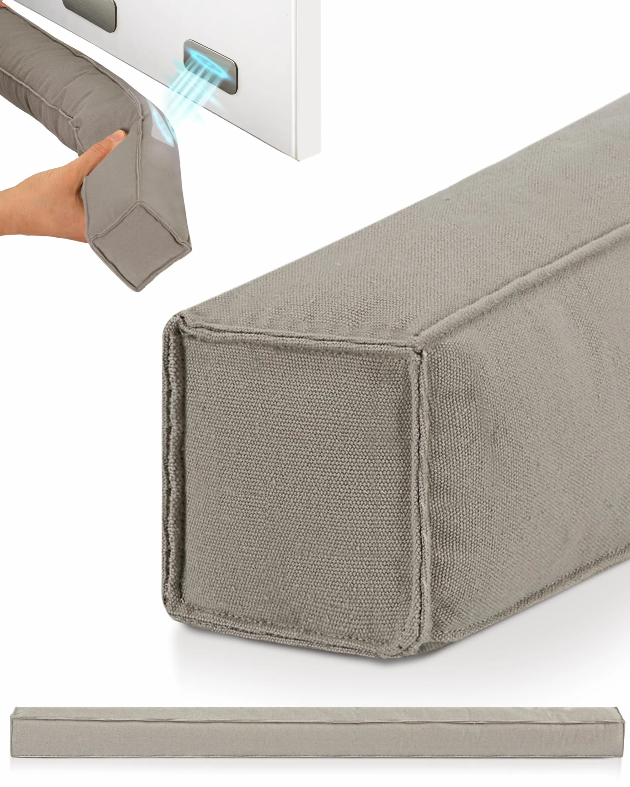 Beautissu Paraspifferi Sottoporta Magnetico 90 cm – Salsicciotto Paraspifferi Porta Finestre Ingresso Isolante – Stoffa Grigio Chiaro – Risparmio Energetico – Parafreddo per Porte e Finestre – Marin