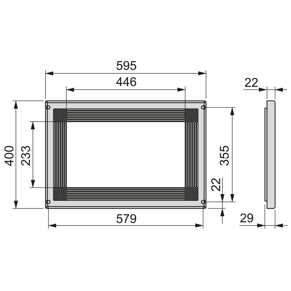 Telaio per microonde EMUCA, per montaggio ad incasso in mobili da cucina, modulo 600mm, 600x400mm, plastica, alluminio verniciato argento, 1 unità