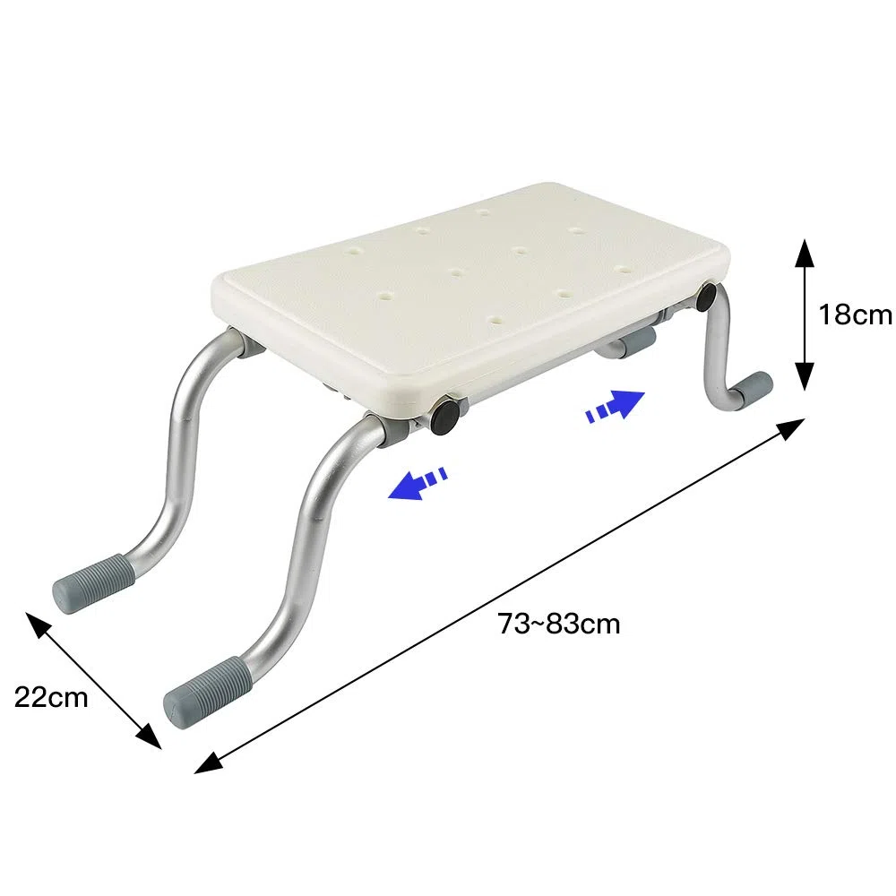 Sedile per Vasca in Lega di Alluminio e Plastica, Sgabello per Vasca da Bagno Larghezza Regolabile 73-83*22*18cm , Max. Carico 150kg