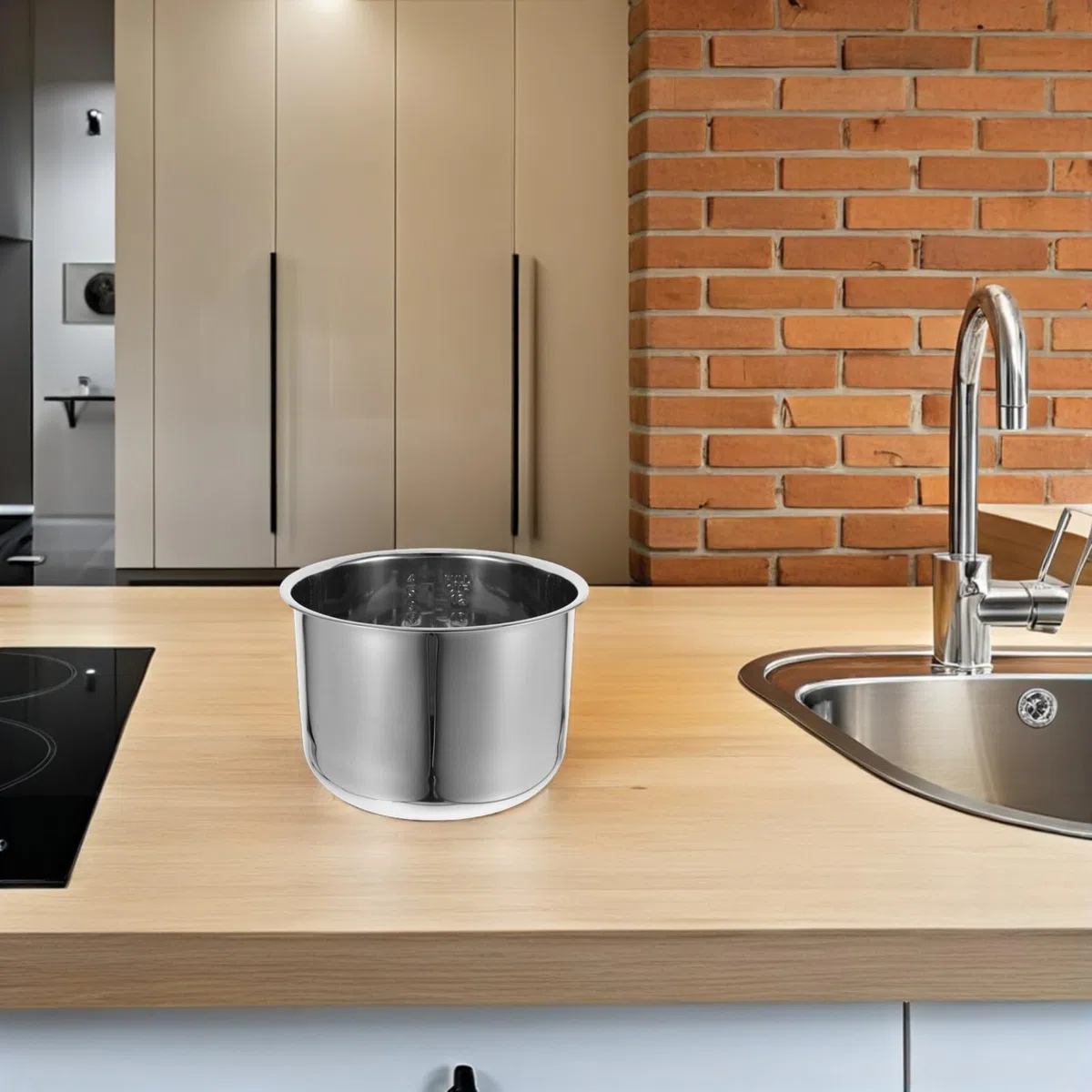 HEALLILY Pentola Interna da 6l per Cuociriso in Acciaio Inossidabile Distribuzione Uniforme del Calore Design Multifunzione, per Uso Familiare e Cottura del Porridge