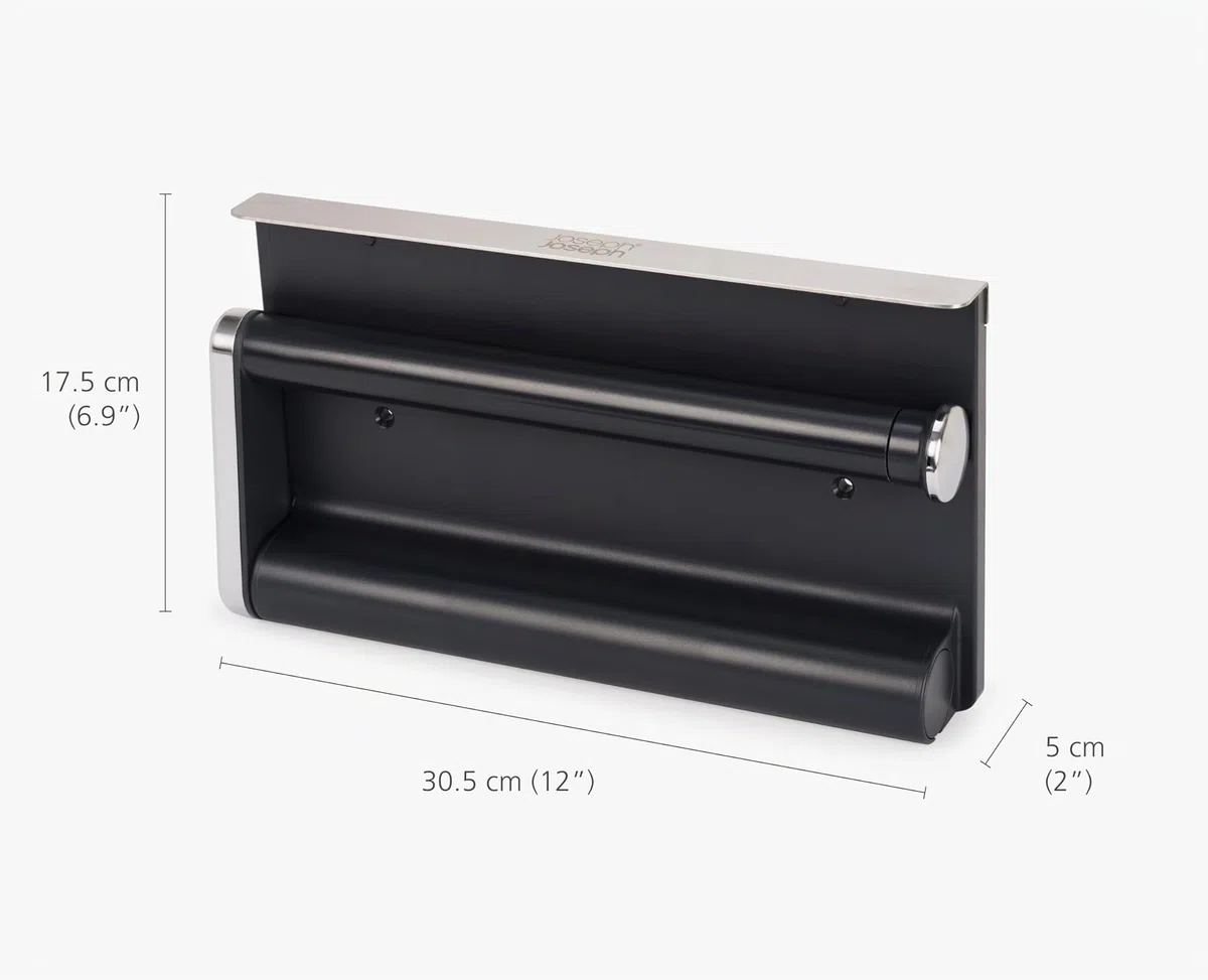 Joseph Joseph RollGrip Portarotolo da Cucina, Montaggio Sotto l'Armadio, Salvaspazio, Braccio a Molla, Facile da Strappare, Compatibile con Rotoli da 140 mm