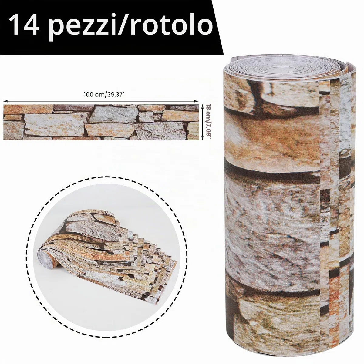 Confezione da 14 adesivi per scale - 18 x 100 cm - Per gradini delle scale, fai da te, piastrelle - Decorazione per gradini delle scale, cucina, bagno (005)