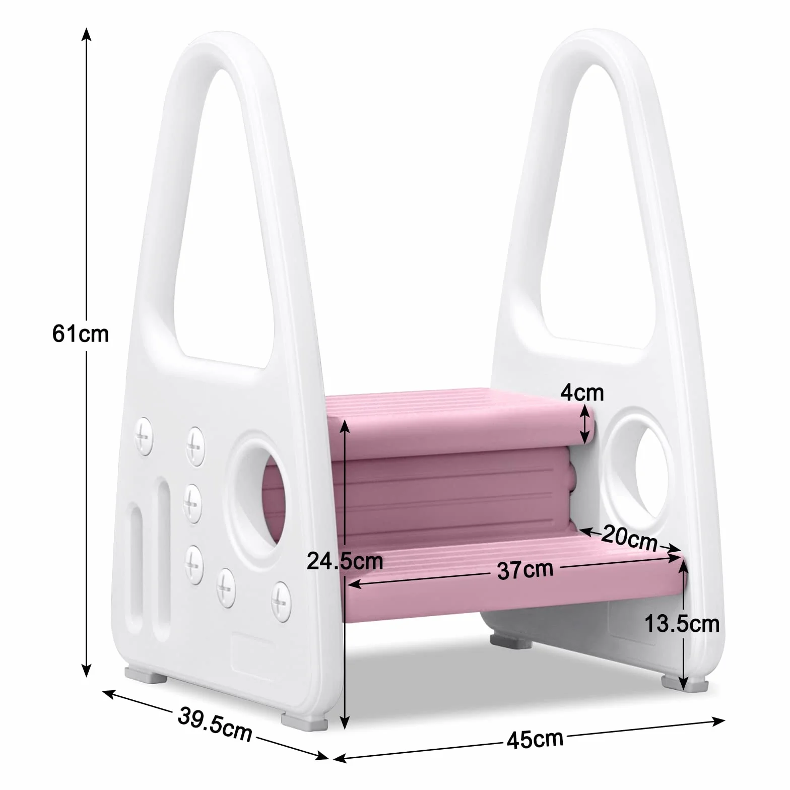 UISEBRT Sgabello a 2 Gradini per Bambinim, Scaletta Alzabimbo Antiscivolo, per la Cameretta dei Bambini il Bagno, la Camera da Letto, la Cucina (Rosa)