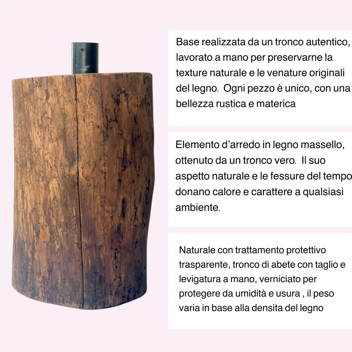 base per albero di natale in legno tronco di abete realistico, vero tronco realizato a mano, 35x25 per albero artificile da 150 180 210 cm