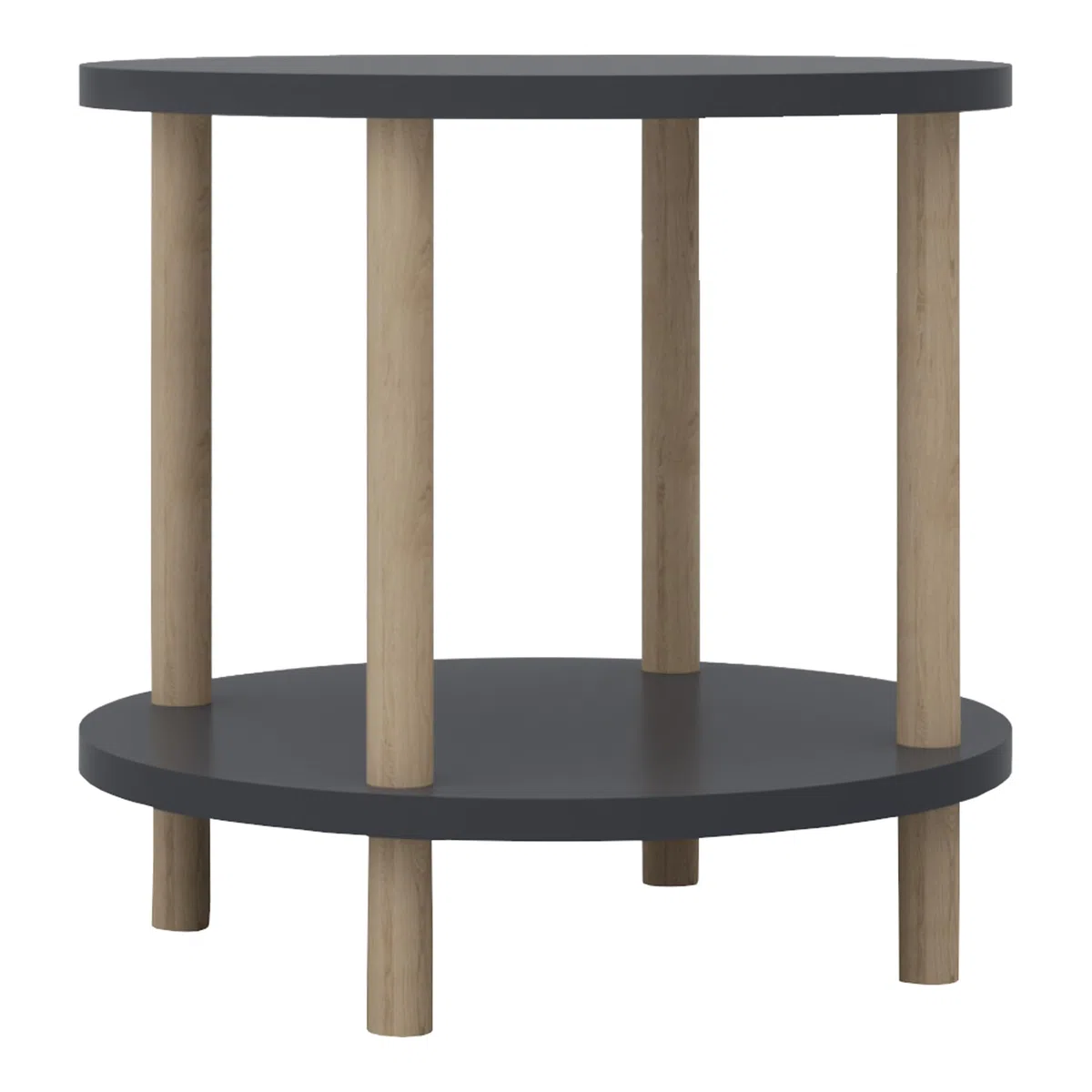 [en.casa] Tavolino Rotondo da Salotto con 2 Piani di Appoggio e Gambe Cilindriche Tavolino da Caffè Tavolo Basso da Divano Design Compatto 49xØ42 cm Grigio