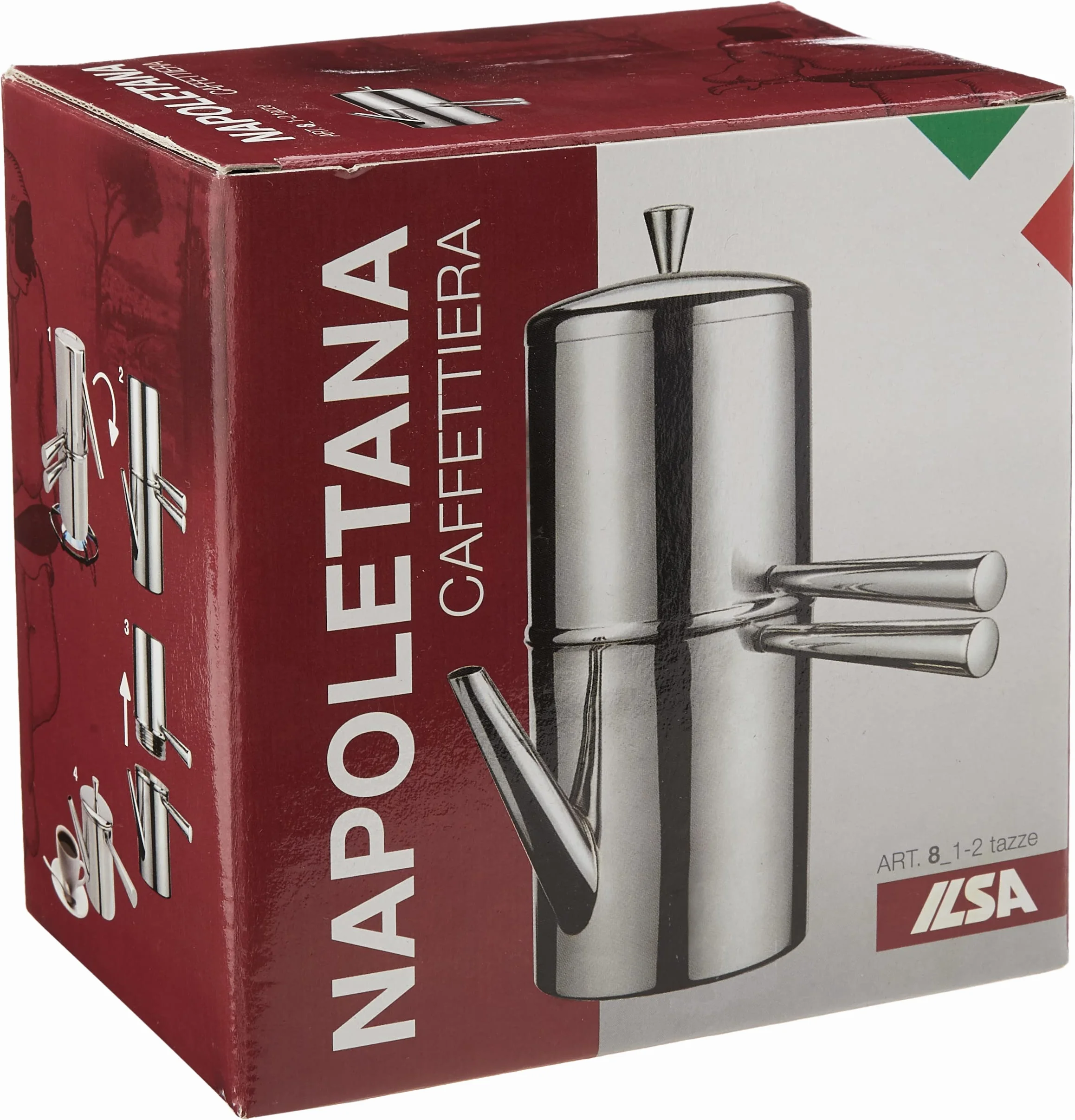 Caffettiera Napoletana in acciaio inox 18/10 tazze 1-2