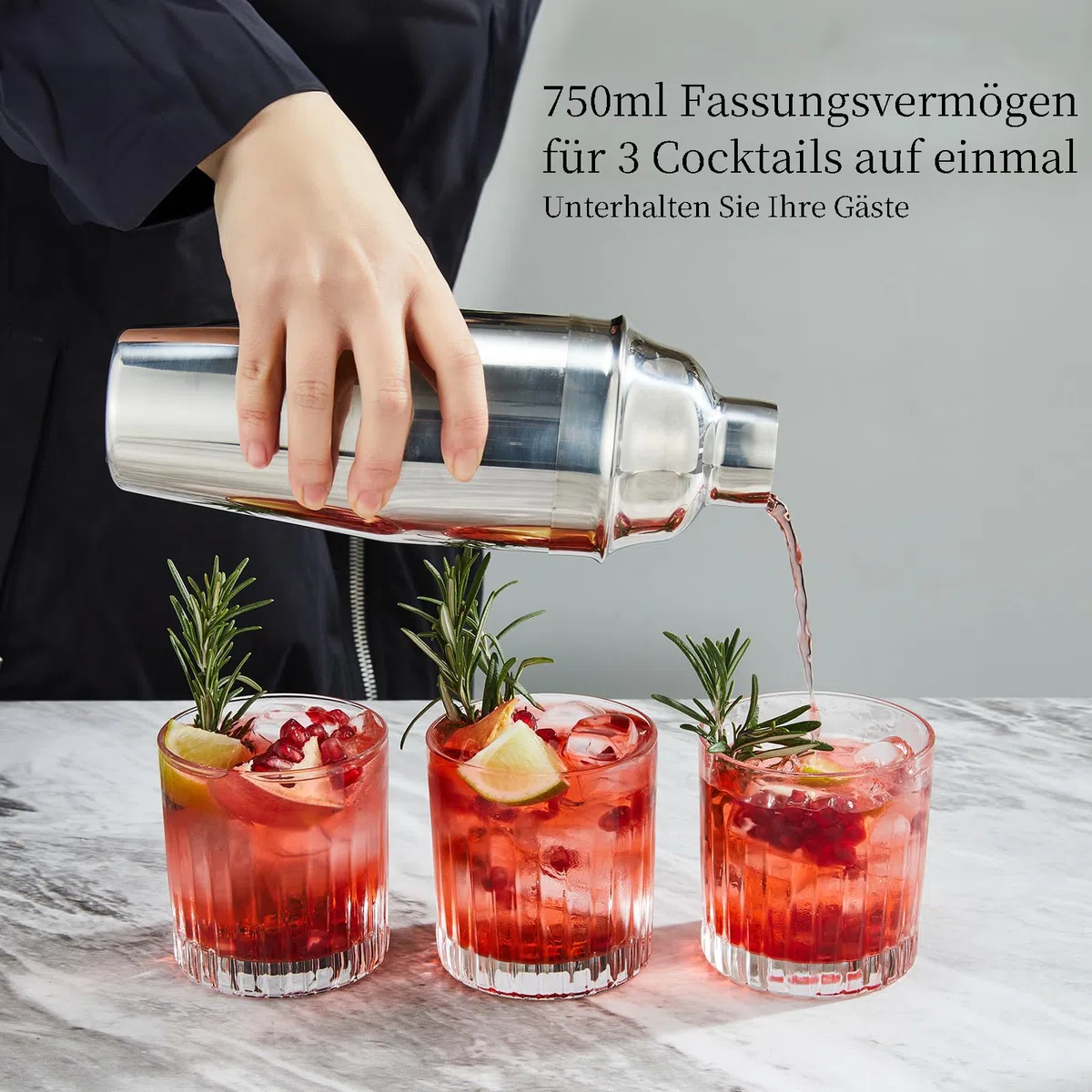 Set shaker per cocktail, kit da barman in acciaio inox con schede di ricette e accessori, ideale per casa, bar e feste (15 pezzi)