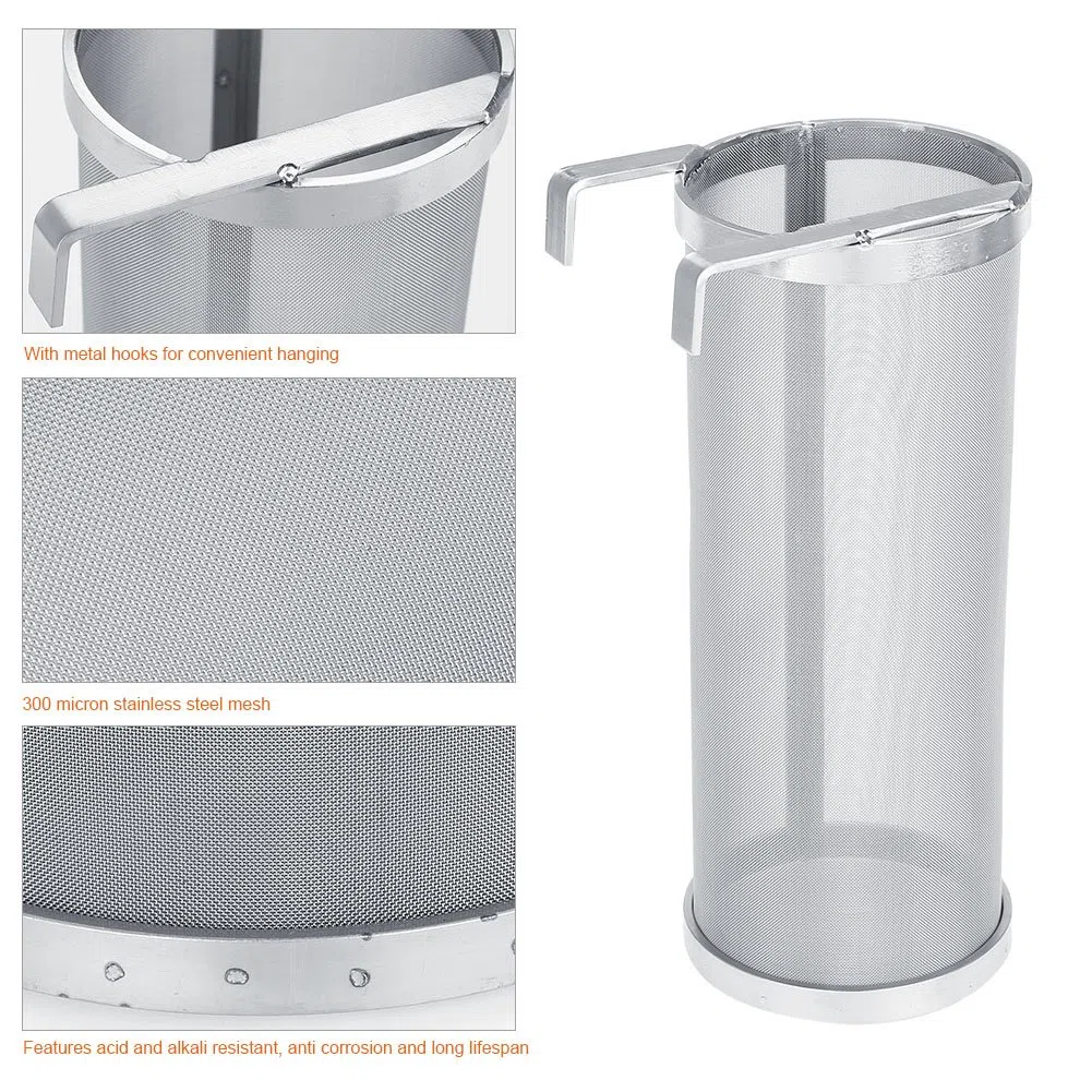 Garosa Hop Spider 300 Micron Beer Mesh Filtro per Luppolo Filtro per Birra Domestica Bollitore per Birra Filtro a tramoggia a Secco Spider per Birra Domestica(10 * 25.5cm) Brewing Equipment