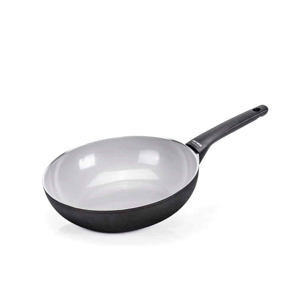 Moneta Futura Wok 28cm, rivestimento naturale FineGres (NO PFAS), anche per induzione. 100% Made in Italy