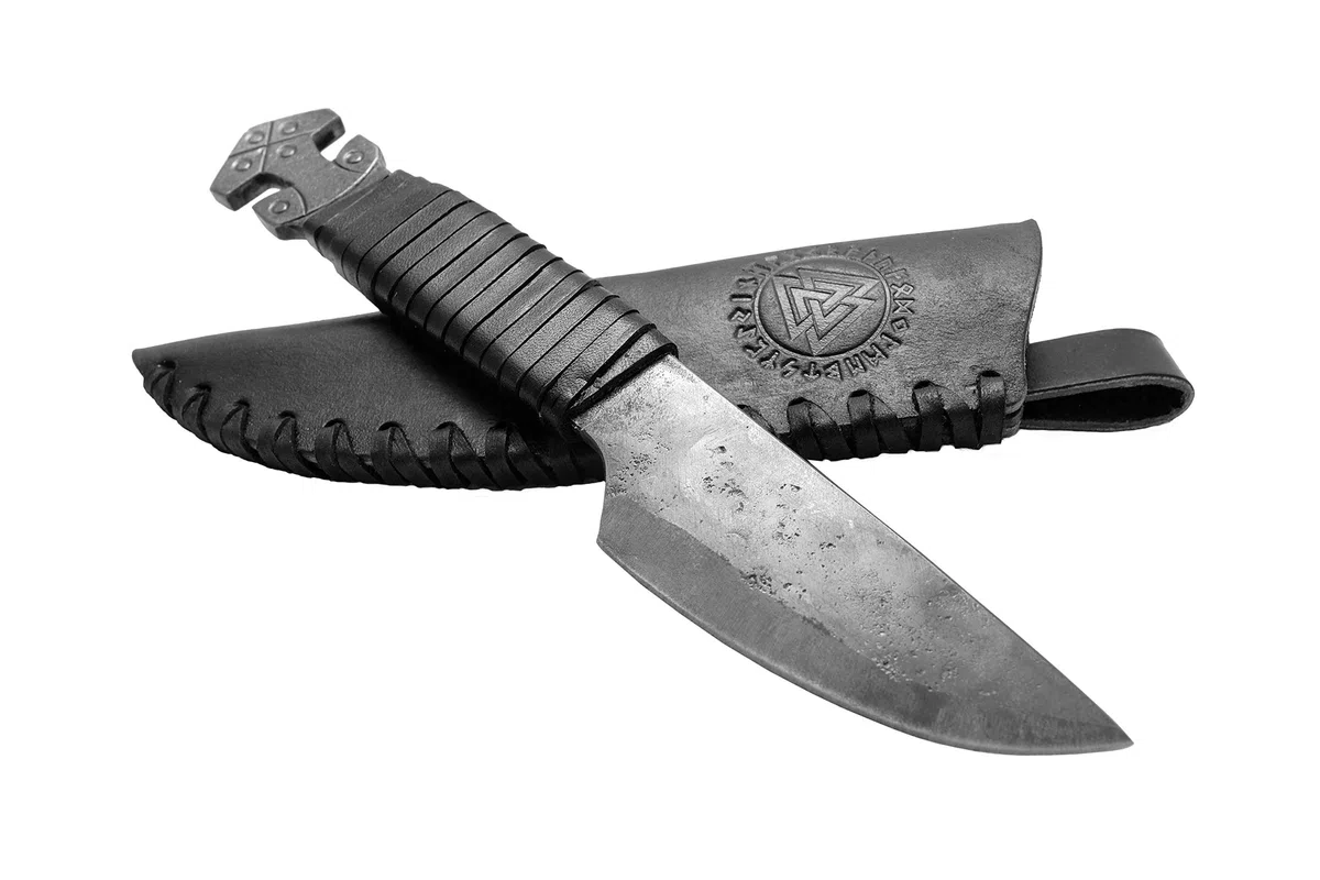 TOFERNER Coltello da caccia a lama fissa Coltello in acciaio Thor 2 – Forgiato a mano & Vintage Look – Lama a punta ultra affilata – Elegante stile anticato – Inclusa custodia in vero cuoio