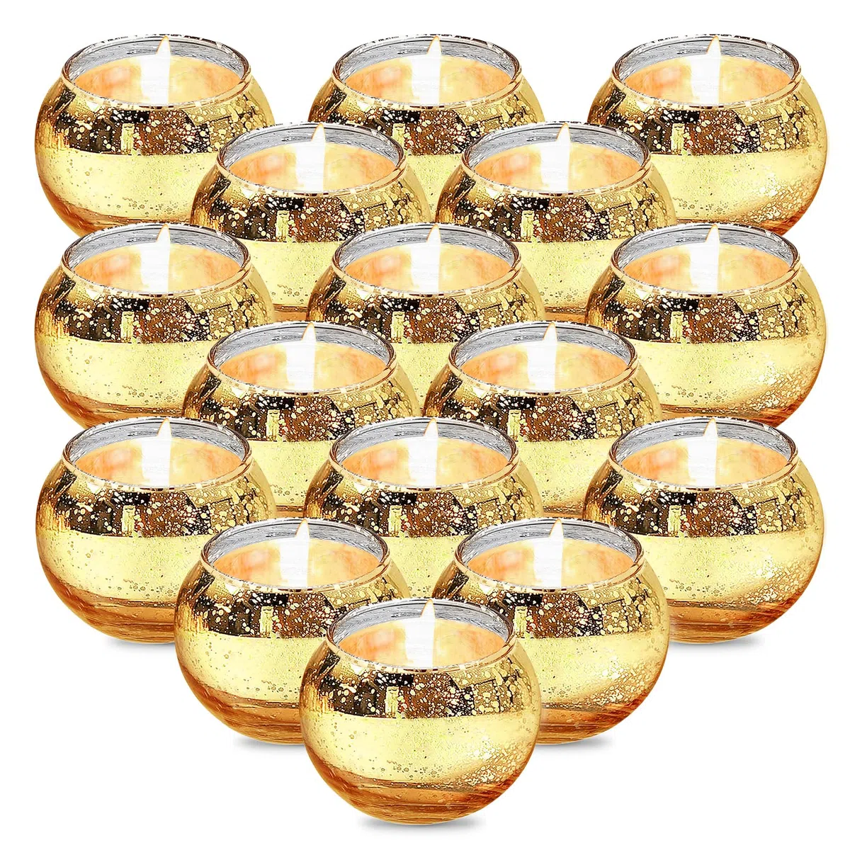 Porta Tealight Oro 16 Pezzi, Portacandele Vetro Oro, Porta Candele da Tavolo per Matrimoni, Decorazioni da Tavolo, San Valentino, Natale