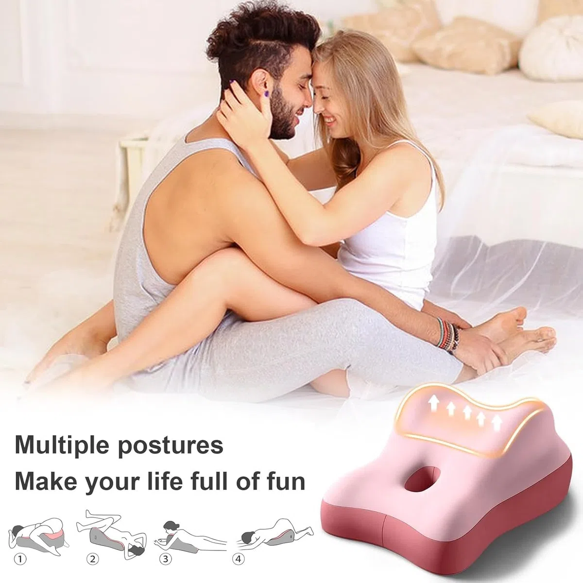 Cuscino per sedere per coppie, per donne incinte, design robusto, ideale per sedersi e sdraiarsi, cuscino a cuneo in memory foam, recupera dopo l'impatto, fornisce supporto per l'intimità (C)