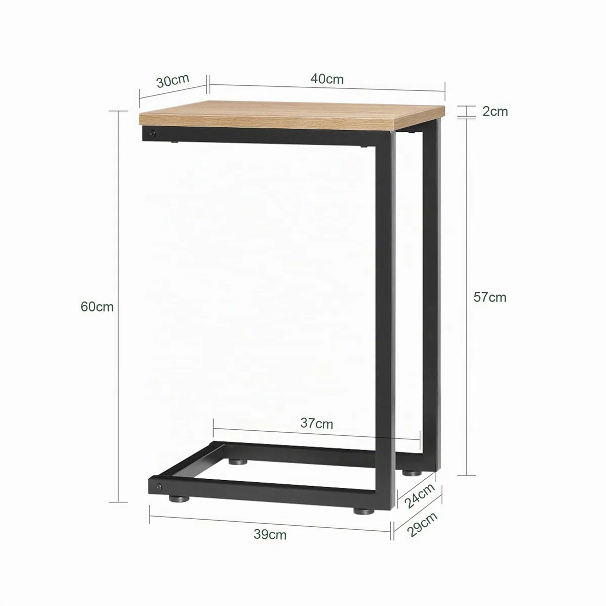 SoBuy Tavolino da Salotto, Tavolino da Divano 40x30x60 cm Nero & Naturale FBT44-N