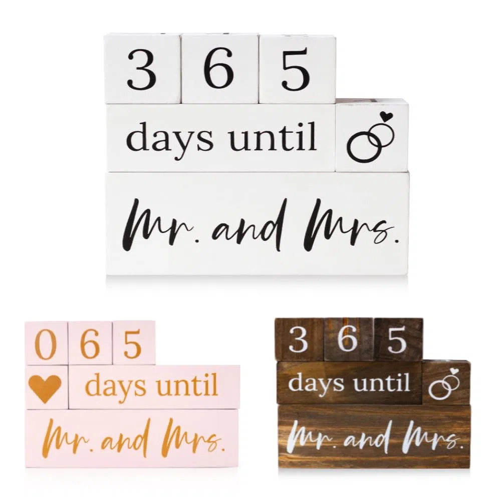 365 blocchi per conto alla rovescia per matrimoni, calendario a 2 lati, regalo di fidanzamento per anniversario, coppie, per il giorno del matrimonio rustico e conto alla rovescia, ideale come regalo