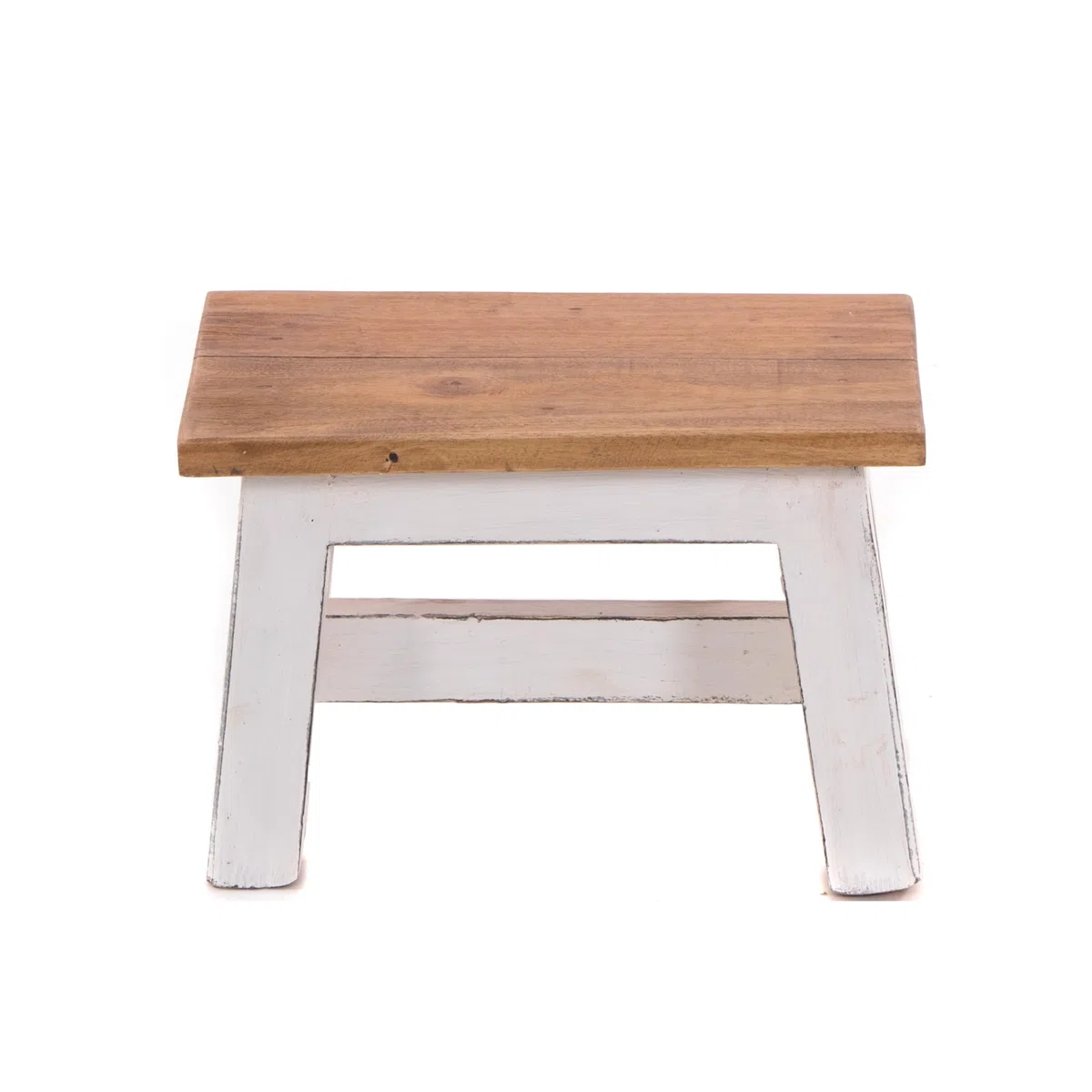 DESIGN DELIGHTS - Sgabello rustico Monte, 21 x 30 x 20 cm (altezza x larghezza x profondità), in legno di mogano riciclato, colore: 06, bianco rustico